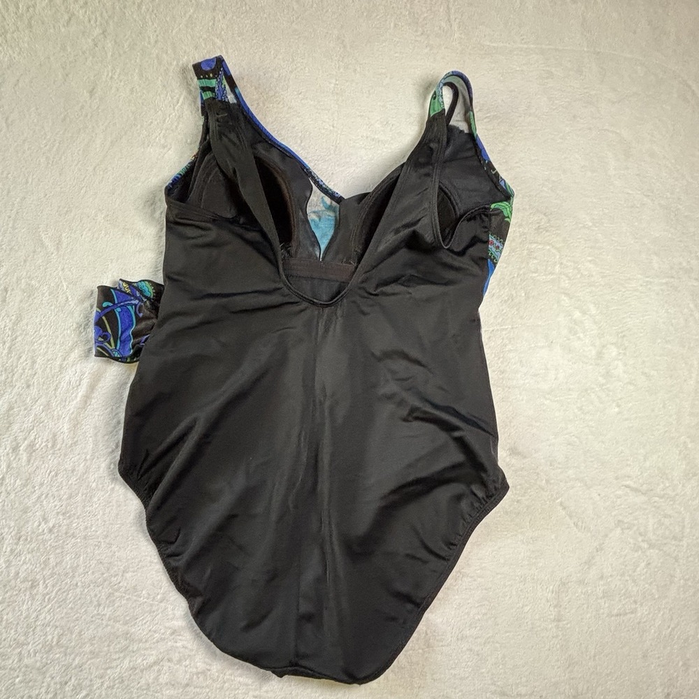 longitude swimsuit Size 10 One Piece Green Floral And Paisley Print Sarong Front - Picture 5 of 9